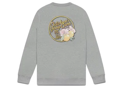 Pre-owned Ovo Men's  Solid Gold Owl Crewneck Sweatshirt In Heather Grey In Gray