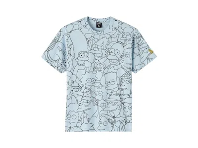 Pre-owned Ovo Men's  The Simpsons All Over Print T-shirt In Light Blue/black In Multi