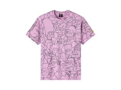 Pre-owned Ovo Men's  The Simpsons All Over Print T-shirt In Pink/black In Multi