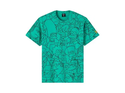 Pre-owned Ovo Men's  The Simpsons All Over Print T-shirt In Teal/black