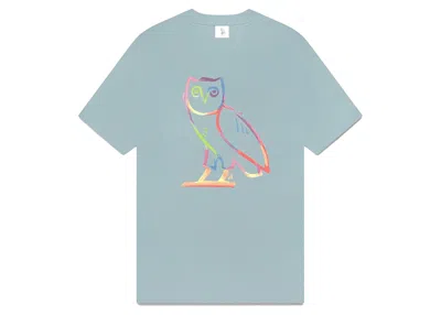 Pre-owned Ovo Men's  Watercolour Owl T-shirt In Blue