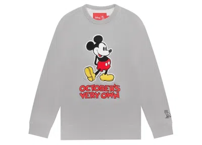 Pre-owned Ovo Men's  X Disney Classic Mickey Crewneck Sweatshirt In Heather Grey