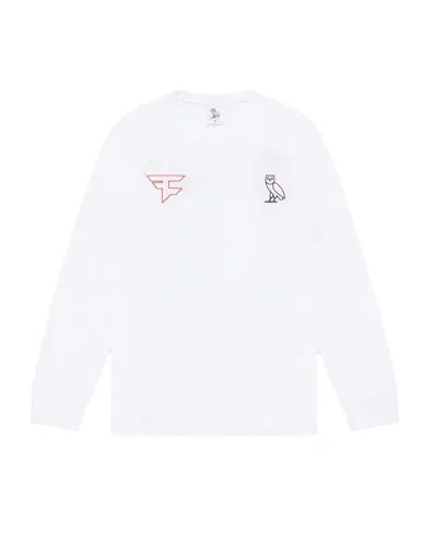 Pre-owned Ovo Men's  X Faze Clan New Athletes Longsleeve T-shirt In White