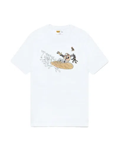 Pre-owned Ovo Men's  X Looney Tunes Tasmanian Devil Snowboard T-shirt In White