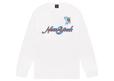 Pre-owned Ovo Men's  X Nba Knicks Long Sleeve T-shirt In White