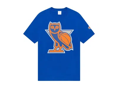 Pre-owned Ovo Men's  X Nba New York Knicks Og Owl T-shirt In Blue