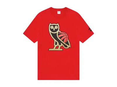 Pre-owned Ovo Men's  X Nba Toronto Raptors Og Owl T-shirt In Red