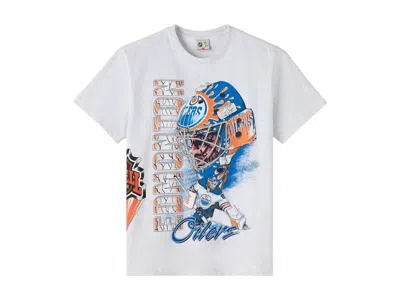 Pre-owned Ovo Men's  X Nhl Edmonton Oilers 90's Graphic T-shirt In Ash Heather Grey