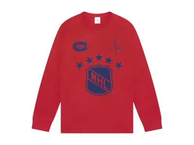 Pre-owned Ovo Men's  X Nhl Montreal Canadiens Long Sleeve T-shirt In Red