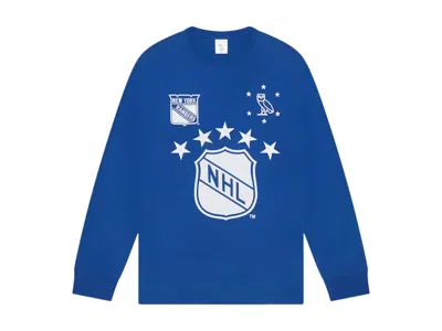 Pre-owned Ovo Men's  X Nhl New York Rangers Long Sleeve T-shirt In Blue