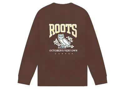 Pre-owned Ovo Men's  X Roots Crewneck Sweatshirt In Brown