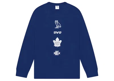 Pre-owned Ovo Men's  X Toronto Maple Leafs Banner Longsleeve T-shirt In Blue