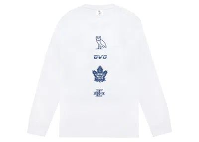 Pre-owned Ovo Men's  X Toronto Maple Leafs Banner Longsleeve T-shirt In White