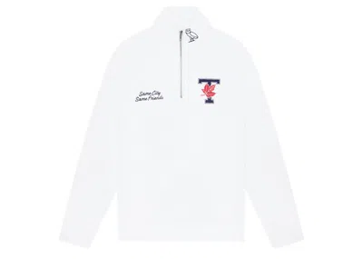 Pre-owned Ovo Men's  X University Of Toronto Quarter Zip Sweatshirt In White