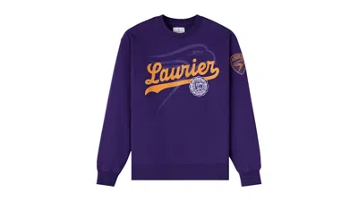 Pre-owned Ovo Men's  X Wilfrid Laurier University Golden Hawks Crewneck Sweatshirt In Purple