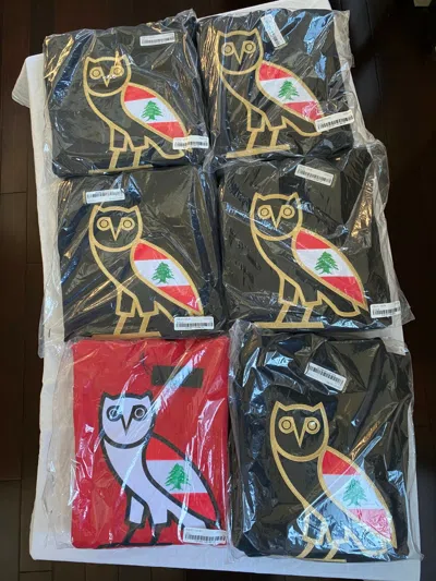 Pre-owned Ovo Og Owl Hoodie Cedar Of Lebanon Black White Gold October's Very Own Drake