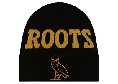 Pre-owned Ovo Roots Athletics Owl Beanie In Black
