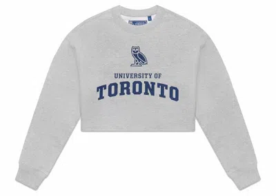 Pre-owned Ovo U Of T Womens Cropped Crew In Heather Grey