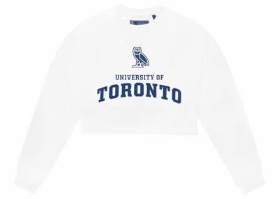 Pre-owned Ovo U Of T Womens Cropped Crew In White