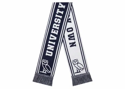 Pre-owned Ovo U Of T Wool Scarf In Navy Blue/cream