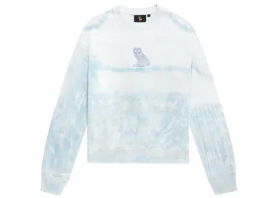 Pre-owned Ovo Women's Tiedye Owl Crewneck Sweatshirt In Sky Blue