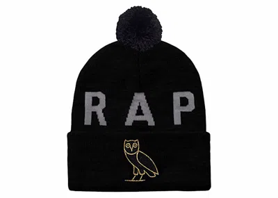Pre-owned Ovo X Mitchell & Ness Raptors Beanie In Black
