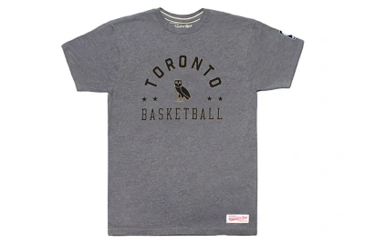Pre-owned Ovo X Mitchell & Ness Raptors Toronto Basketball Tee Grey