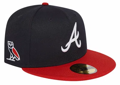 Pre-owned Ovo X Mlb Atlanta Braves New Era Hat In Navy Blue