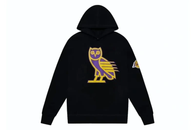 Pre-owned Ovo X Nba Lakers Og Owl Hoodie Black