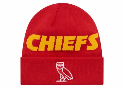 Pre-owned Ovo X Nfl Kansas City Chiefs New Era Beanie In Red