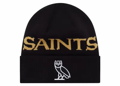 Pre-owned Ovo X Nfl New Orleans Saints New Era Beanie In Black