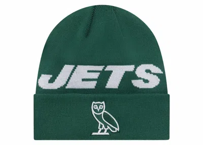 Pre-owned Ovo X Nfl New York Jets New Era Beanie In Green