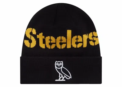Pre-owned Ovo X Nfl Pittsburgh Steelers New Era Beanie In Black