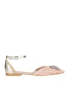 Ovye' By Cristina Lucchi Ovyé Woman Ballet Flats Blush Size 8 Soft Leather, Textile Fibers In Pink