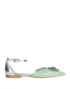 Ovye' By Cristina Lucchi Ovyé Woman Ballet Flats Light Green Size 7 Soft Leather, Textile Fibers In Green