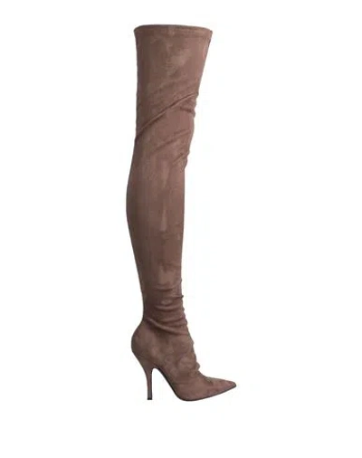 Ovye' By Cristina Lucchi Ovyé Woman Boot Khaki Size 8 Textile Fibers In Beige