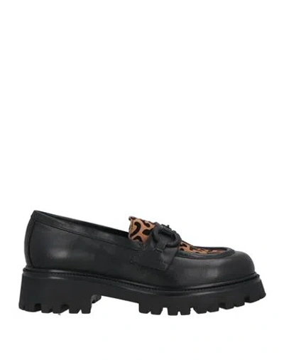 Ovye' By Cristina Lucchi Ovyé Woman Loafers Black Size 9 Calfskin, Textile Fibers