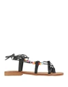Ovye' By Cristina Lucchi Ovyé Woman Thong Sandal Black Size 8 Textile Fibers In Black