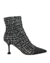 Ovyè Ovyé Playlist Woman Ankle Boots Black Size 8 Textile Fibers, Leather