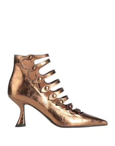 Ovyè Ovyé Playlist Woman Ankle Boots Bronze Size 8 Leather