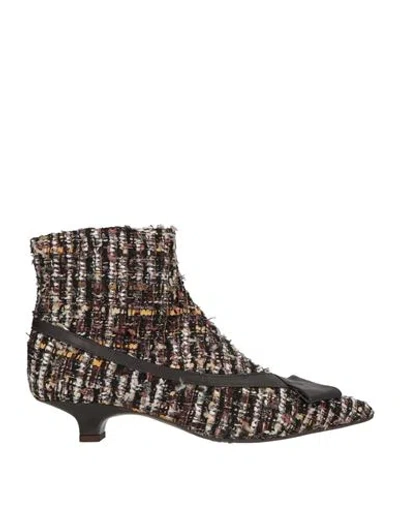 Ovyè Ovyé Playlist Woman Ankle Boots Dark Brown Size 8 Leather, Textile Fibers