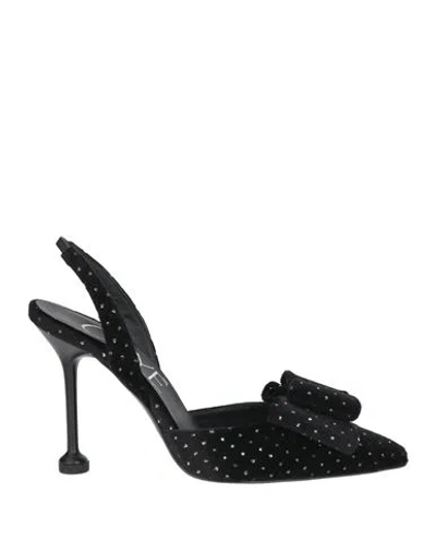 Ovyè Ovyé Playlist Woman Pumps Black Size 7 Leather, Textile Fibers