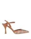 Ovyè Ovyé Playlist Woman Pumps Brown Size 8 Leather, Textile Fibers In Brown