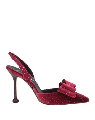 Ovyè Ovyé Playlist Woman Pumps Burgundy Size 7 Leather, Textile Fibers In Red