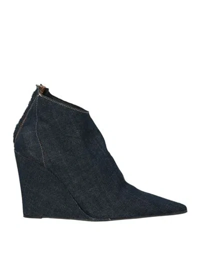 Ovyè Ovyé Woman Ankle Boots Blue Size 7 Textile Fibers