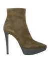 Ovyè Ovyé Woman Ankle Boots Military Green Size 8 Leather