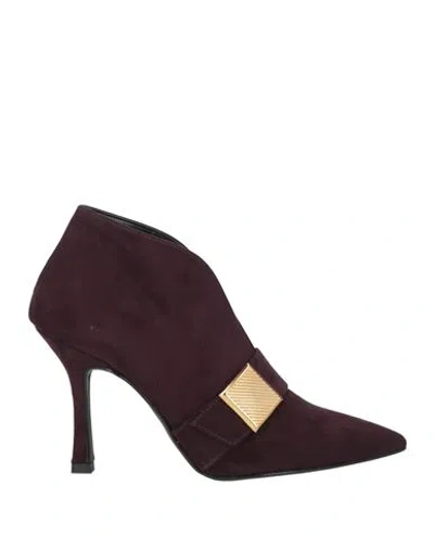 OVYÈ OVYÉ WOMAN ANKLE BOOTS PLUM SIZE 8 TEXTILE FIBERS