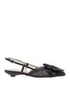 Ovyè Ovyé Woman Ballet Flats Black Size 7 Leather, Synthetisches Material In Black