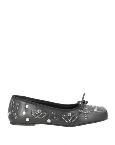 Ovyè Ovyé Woman Ballet Flats Black Size 8 Calfskin In Gray