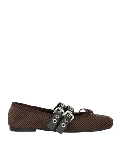 Ovyè Ovyé Woman Ballet Flats Dark Brown Size 7 Textile Fibers